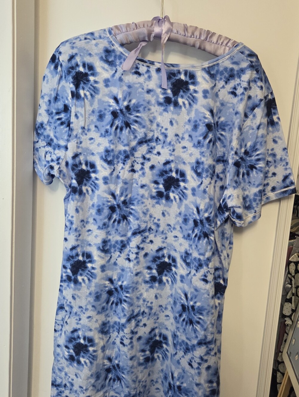 Carole Hochman Blue Tie-Dye Short Sleeve Night Shirt